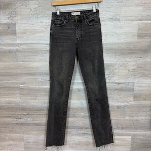 Free People We The Free Washed Black Straight Leg Jeans Size 24